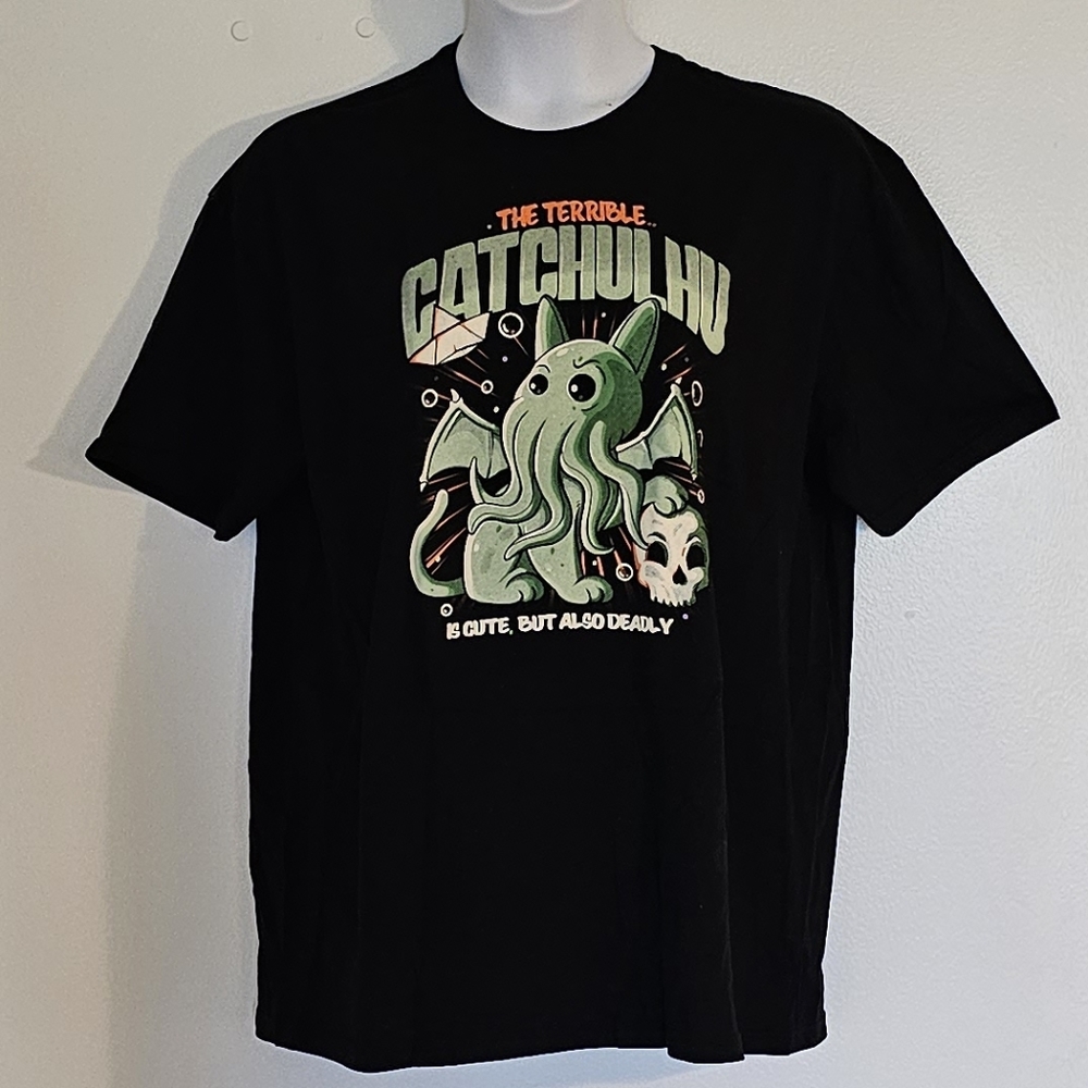 NWOT XL Unisex Mens Cthulhu Cat Catchulhu Lovecraft Tee Sci-fi Horror T-shirt